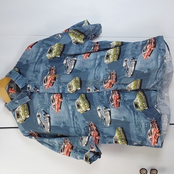 North River Mens Novelty Cars Shirt Pocket Button Down Cars Graphic Sz.XL - Picture 1 of 8